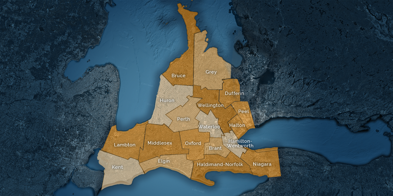 Map of Southwestern Ontario